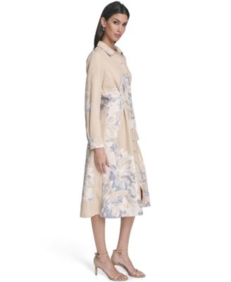 Macy's Calvin KleinWomen's Printed Collar Shirt Dress