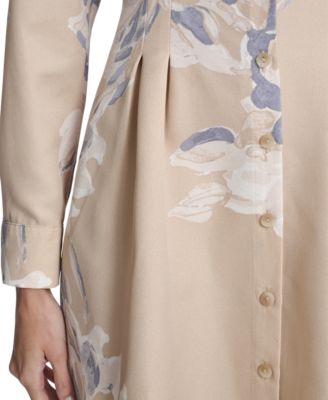 Macy's Calvin KleinWomen's Printed Collar Shirt Dress