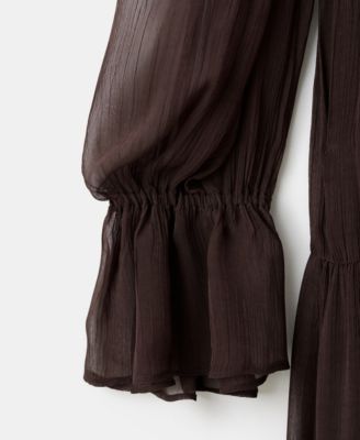 Macy's MANGOWomen's Puffed Sleeves Ruffled Dress