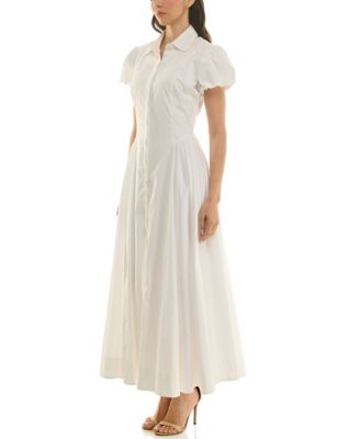 Macy's TaylorWomen's Puff-Sleeve Collar Neck Shirt Dress