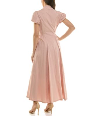 Macy's TaylorWomen's Puff-Sleeve Collar Neck Shirt Dress