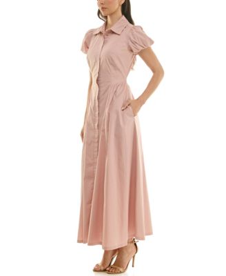 Macy's TaylorWomen's Puff-Sleeve Collar Neck Shirt Dress