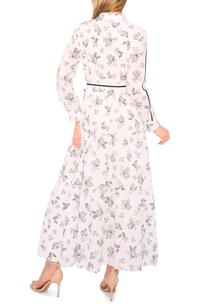 CeCe Floral Long Sleeve Cotton Maxi Shirtdress