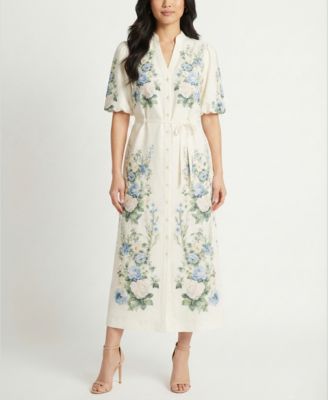 Macy's TaylorPetite Placement Print Short-Sleeve Shirt Dress