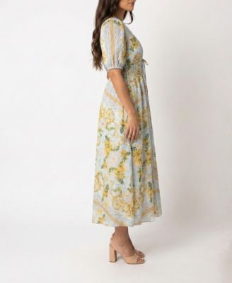 Macy's TaylorWomen's Smocked Waist A-Line Tie Detail Dress