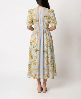 Macy's TaylorWomen's Smocked Waist A-Line Tie Detail Dress