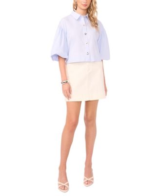 Macy's Vince CamutoWomen's Bubble Short-Sleeve Button-Up Shirt