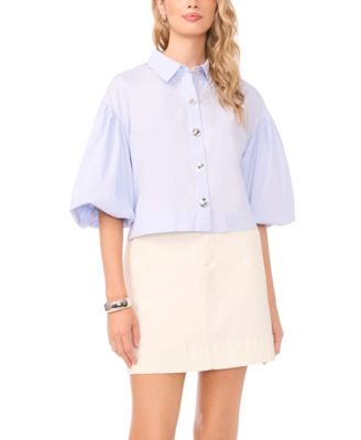 Macy's Vince CamutoWomen's Bubble Short-Sleeve Button-Up Shirt