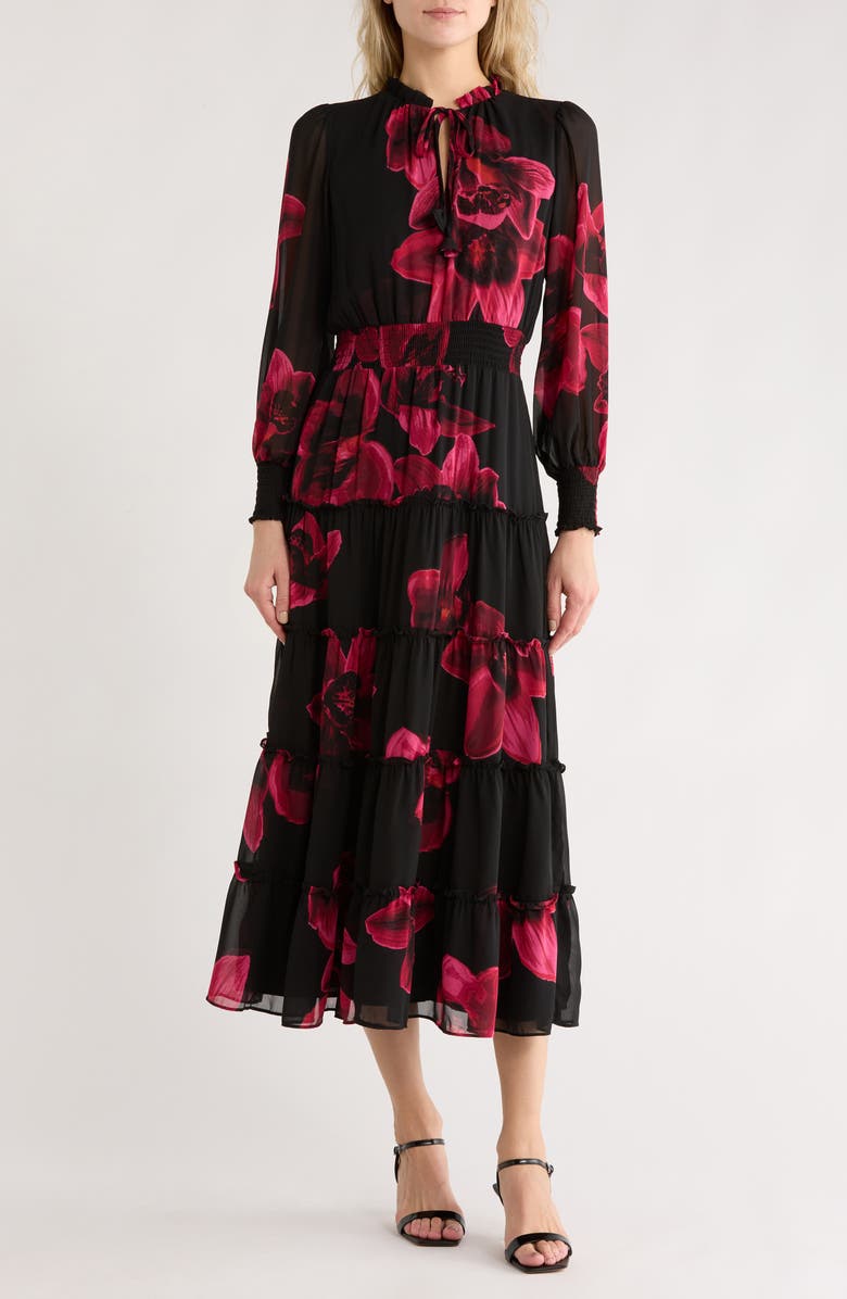 Halogen® Tie Neck Long Sleeve Maxi Dress