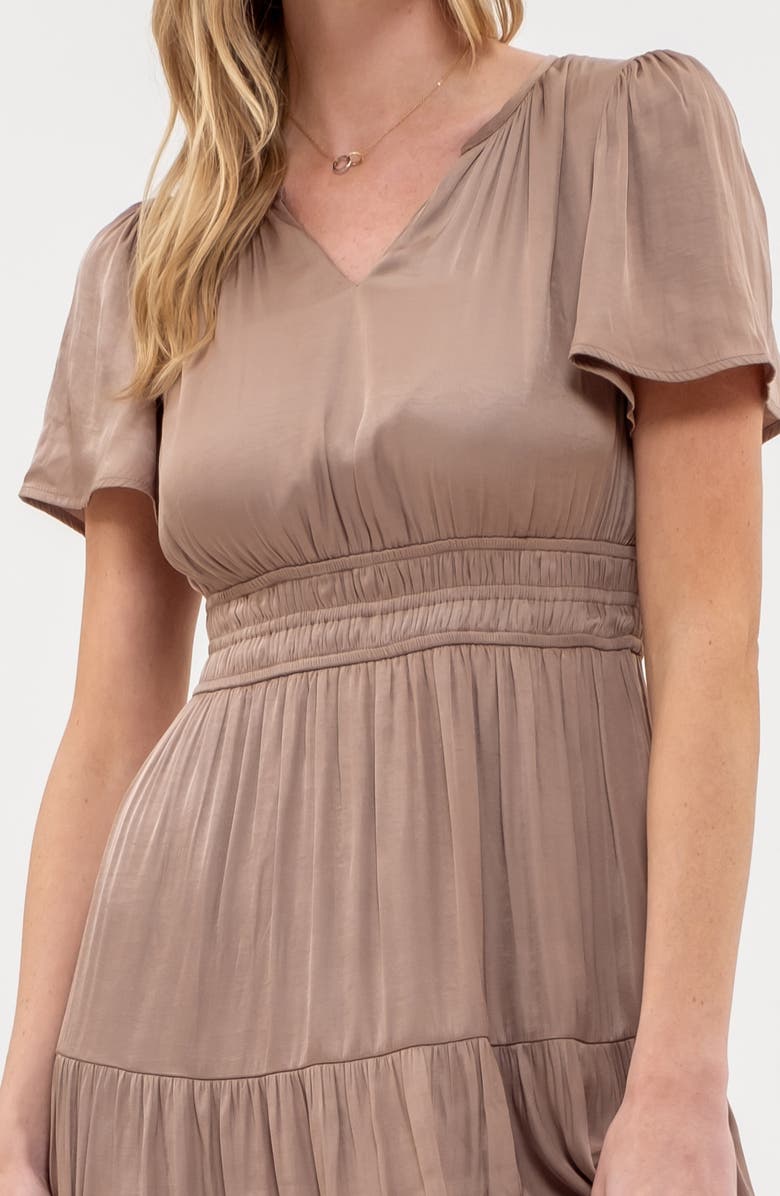 AUGUST SKY Short Sleeve Empire Waist Midi Dress