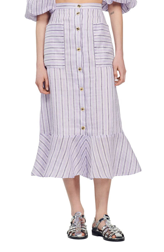 SANDRO Blondy Stripe Linen Blend Skirt