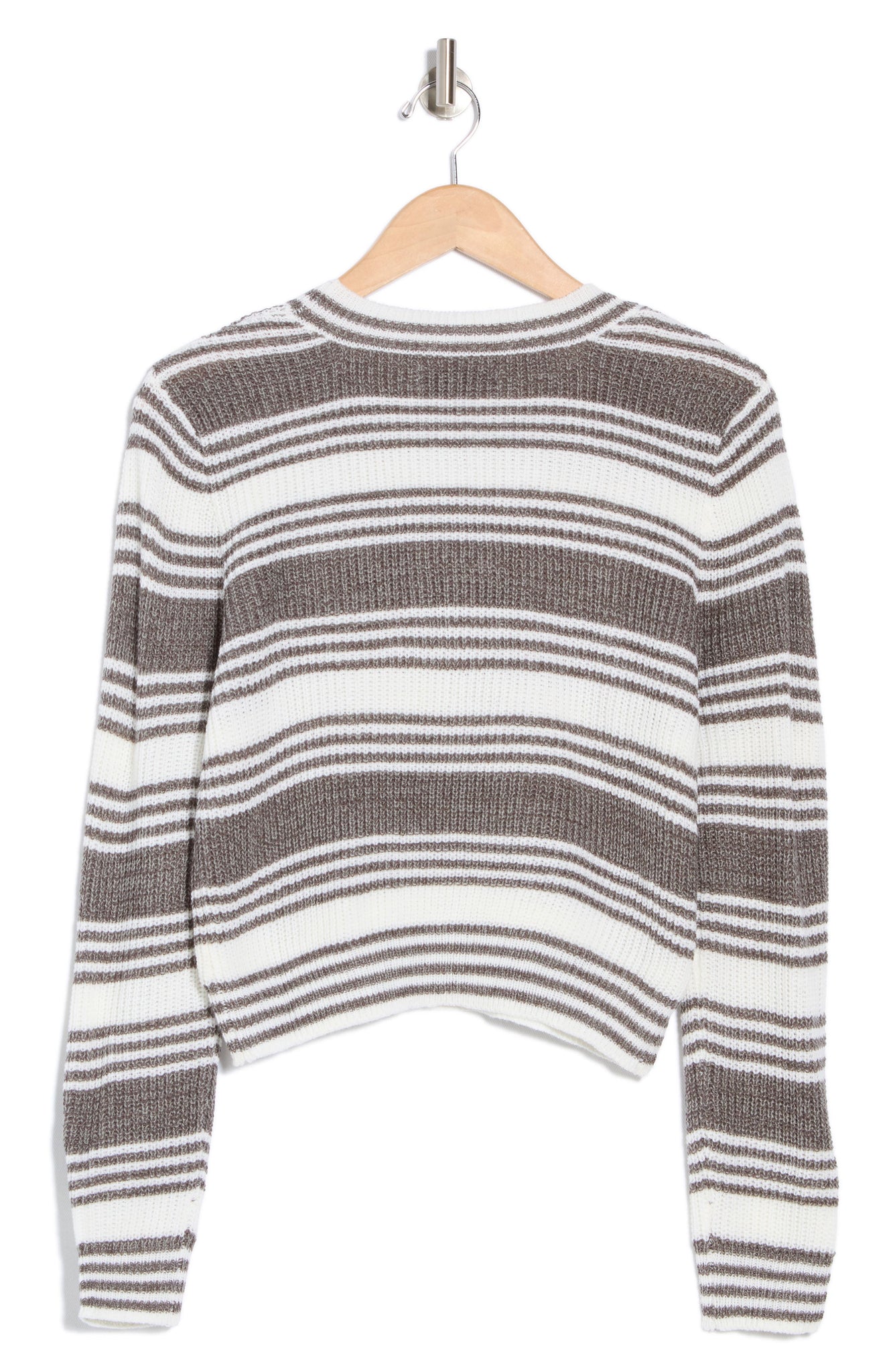 Cotton Emporium Stripe Crop Sweater, Alternate, color, Heather Grey