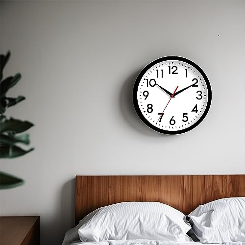 Clip coupon - Wall Clock, Analog Clock 8 Inch, Silent Non-Ticking Wall Clocks Battery Operated Decorative for Kitchen, Office, Bedroom, Bathroom(Black)