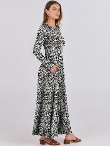 ANRABESS Women's 2024 Fall Long Sleeve Casual Maxi Dress Button Fit & Flare A-Line Swing Flowy Boho Long Dresses with Pockets