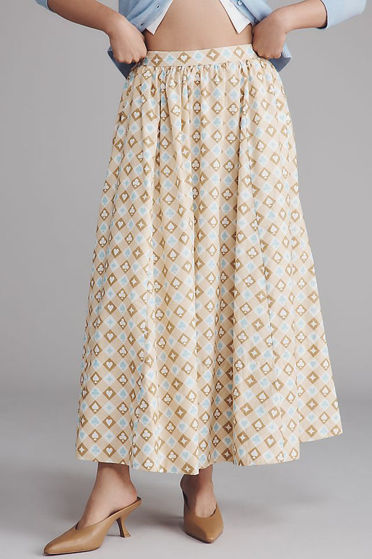 Anthropologie The Jacie Poplin Printed Maxi Skirt by Maeve