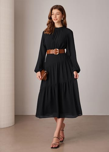 Clip coupon - GRACE KARIN Women's 2024 Fall Dress Long Sleeve Empire Waist Tiered A Line Swing Flowy Midi Dress