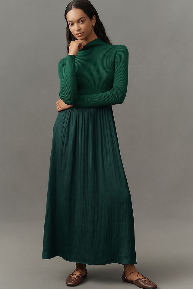 Anthropologie The Thea Long-Sleeve Twofer Maxi Dress