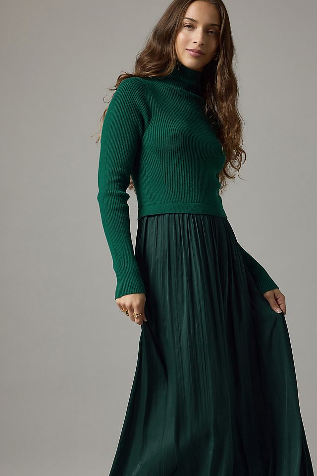 Anthropologie The Thea Long-Sleeve Twofer Maxi Dress