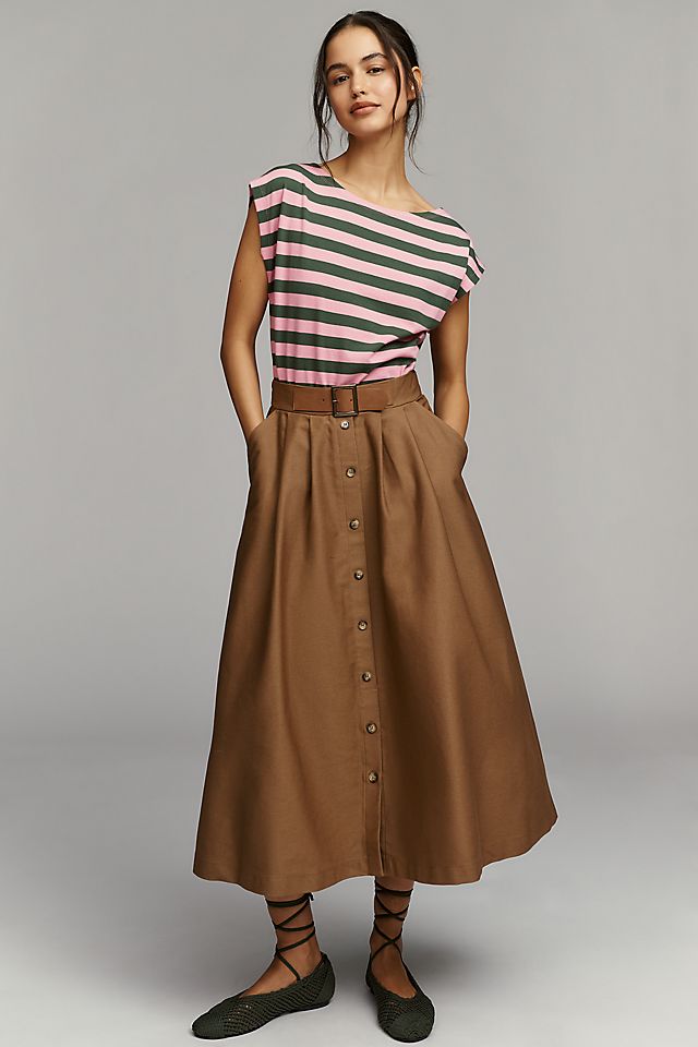 Anthropologie By Anthropologie Sleeveless Twofer A-Line Midi Dress