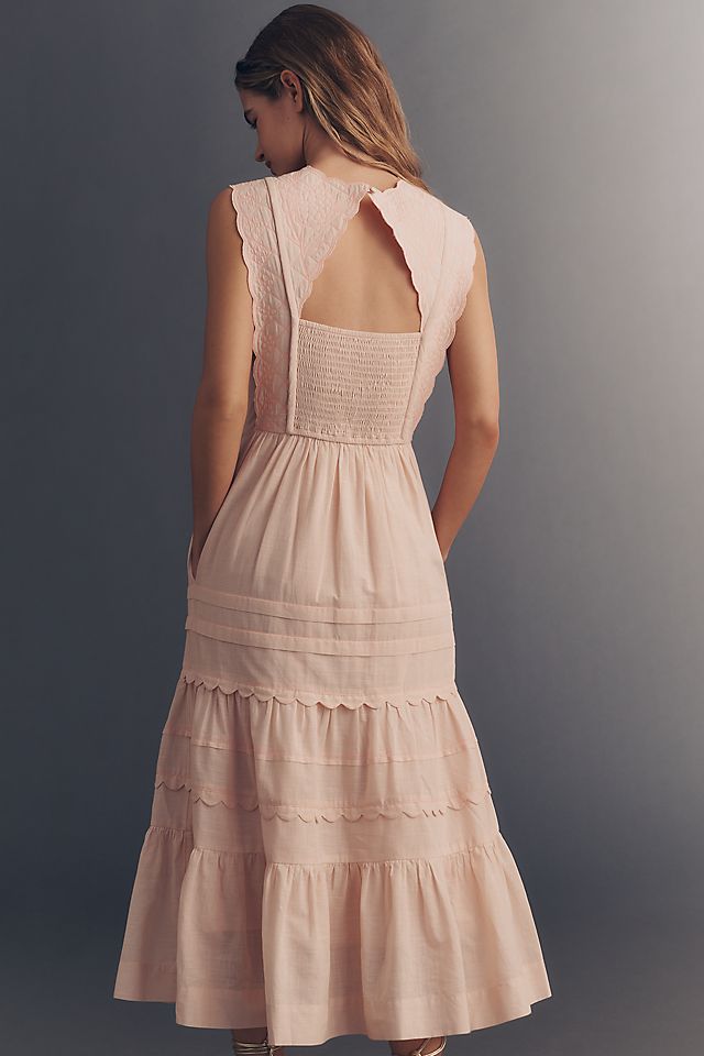Anthropologie By Anthropologie Sleeveless Quilted Cotton Midi Dress