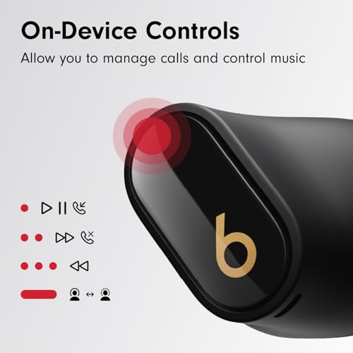 Amazon Beats Studio Buds + | True Wireless Noise Cancelling Earbuds, Enhanced Apple & Android Compatibility, Built-in Microphone, Sweat Resistant Bluetooth Headphones, Spatial Audio - Black/Gold