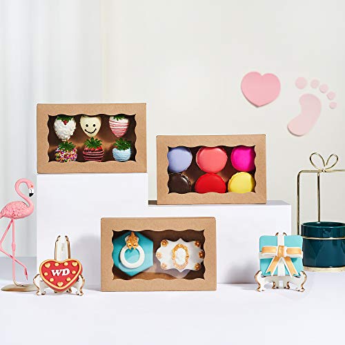 RomanticBaking 50 Pack DIY Assembly Brown 7 x 4 3/8 x 1½ inches Cookies Boxes Chocolate Truffle Boxes Treat Boxes Cakesickle Boxes Macaron Boxes Bakery Boxes