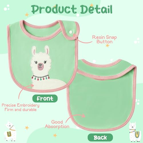 Cotton Drooling Baby Bib - 3Pcs Unisex Boy Girl Cotton Teething Infant Bibs with Adjustable Buttons