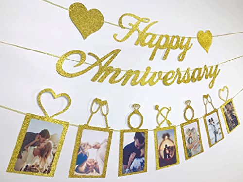 Amazon Happy Anniversary Party Decorations - Banner and Photo Banner for Wedding Party Decor