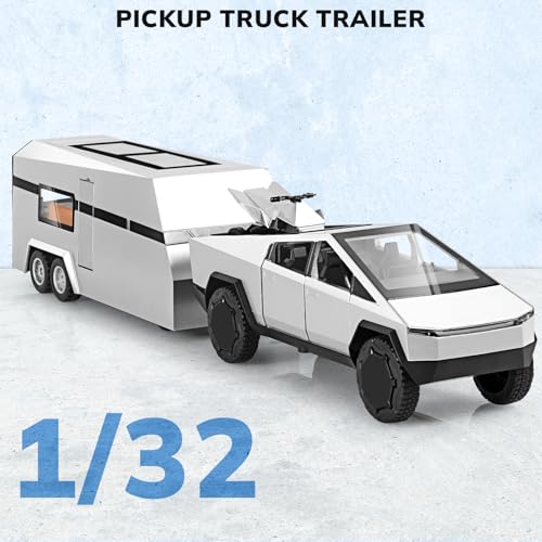 Amazon Truck and Trailer Toys for Boys 1/32 Diecast Truck and Trailer Model Kit,Toy Truck and Trailer Set with Sound and Light,Pull Back Toy Truck with Trailer,Toy Trucks for Boys Age 4-7（Silver）