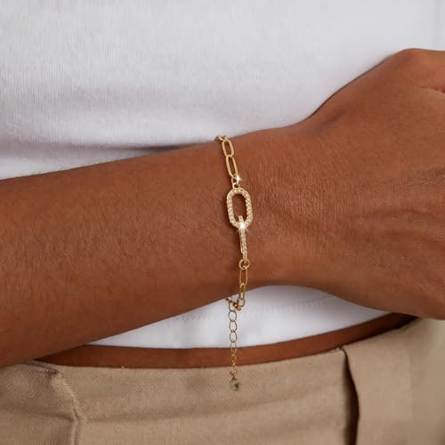 Amazon Moodear Christmas Gifts Dainty Gold Charm Bracelets for Women - Trendy Non Tarnish 14k Gold Plated/Silver Charms Bracelet Adjustable Chain Waterproof Jewelry