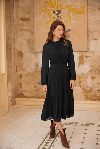 Clip coupon - GRACE KARIN Women's 2024 Fall Dress Long Sleeve Empire Waist Tiered A Line Swing Flowy Midi Dress