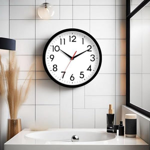 Clip coupon - Wall Clock, Analog Clock 8 Inch, Silent Non-Ticking Wall Clocks Battery Operated Decorative for Kitchen, Office, Bedroom, Bathroom(Black)