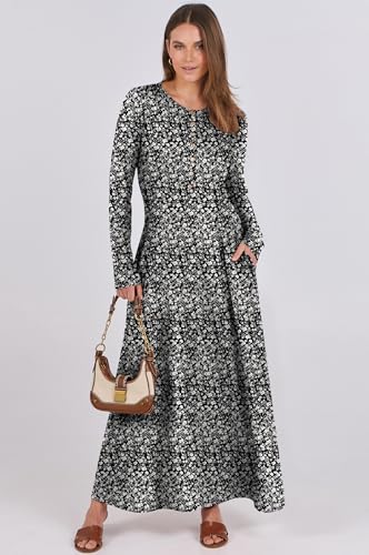 ANRABESS Women's 2024 Fall Long Sleeve Casual Maxi Dress Button Fit & Flare A-Line Swing Flowy Boho Long Dresses with Pockets