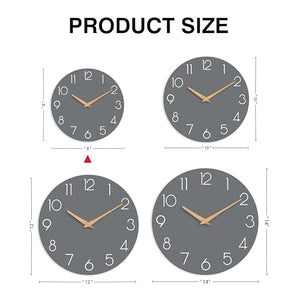 Clip coupon - Wall Clock, Gray Wooden Silent Non-Ticking, Decorative Battery Operated Wall Clocks for Bedroom, Kitchen, Home, Living Room, Office, School, Hotel (8 Inch)