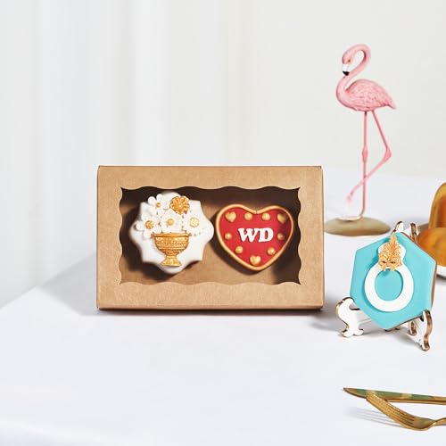 RomanticBaking 50 Pack DIY Assembly Brown 7 x 4 3/8 x 1½ inches Cookies Boxes Chocolate Truffle Boxes Treat Boxes Cakesickle Boxes Macaron Boxes Bakery Boxes