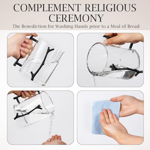 Amazon Jurtmy 2 Pcs Judaica Hand Washing Cup with Dual Handles, Clear Acrylic Hand Washing Cup for The Jewish Ritual & Netilat Yadayim (Black Handle)