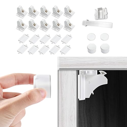 Amazon Vmaisi Adhesive Magnetic Locks for Cabinets & Drawers (10 Locks and 2 Keys)