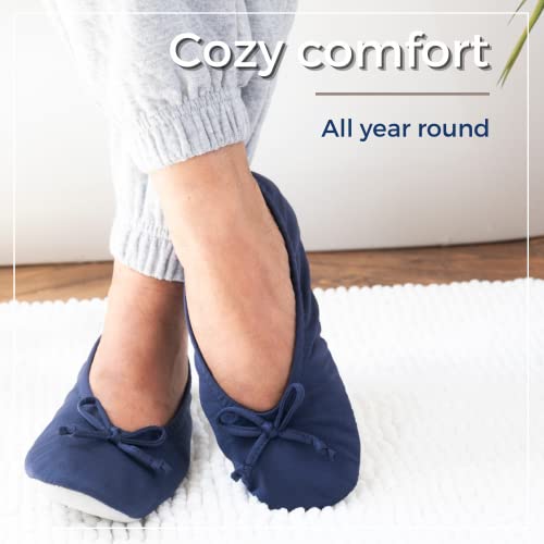 Clip coupon - isotoner Women's Satin Ballerina Slippers with Classic Ribbon Or Soft Tie Bow and Suede Sole