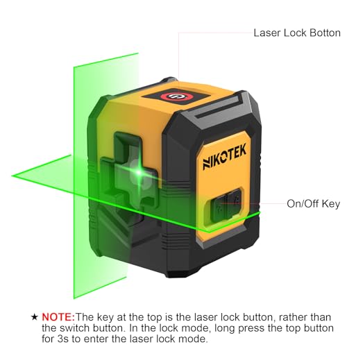 Laser Level Self-Leveling Green Beam Horizontal and Vertical Cross-Line Laser for Home Decoration Carrying Pouch, Battery Included