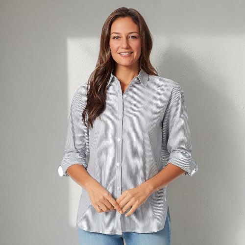 Gloria Vanderbilt Women's Amanda Oversized Button Down Shirt with Roll-tab Sleeves