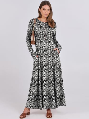 ANRABESS Women's 2024 Fall Long Sleeve Casual Maxi Dress Button Fit & Flare A-Line Swing Flowy Boho Long Dresses with Pockets