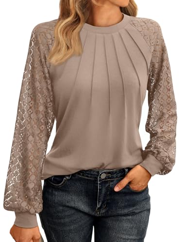 AUTOMET Womens Long Sleeve Shirts Lace Tops Business Casual Fall Fashion Outfits Clothes 2024 Knitted Y2k Blouses