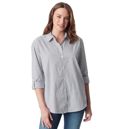 Gloria Vanderbilt Women's Amanda Oversized Button Down Shirt with Roll-tab Sleeves