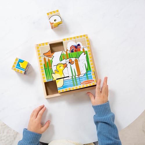 Clip coupon Melissa & Doug Farm Wooden Cube Puzzle With Storage Tray - 6 Puzzles in 1 (16 pcs) - FSC Certified