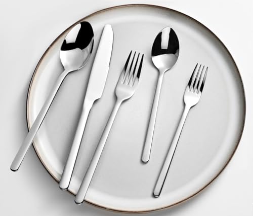 40 Piece Silverware Set, KINGSTONE Flatware Set for 8, 18/10 Stainless Steel Cutlery Set Mirror Polished Modern Design Dishwasher Safe