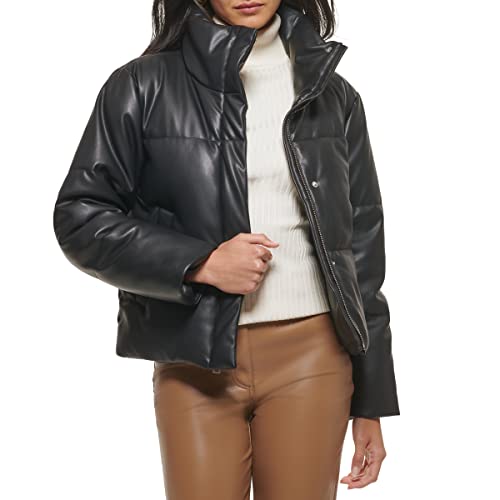 Levi's Women's Vegan Leather Quilted Short Puffer Jacket