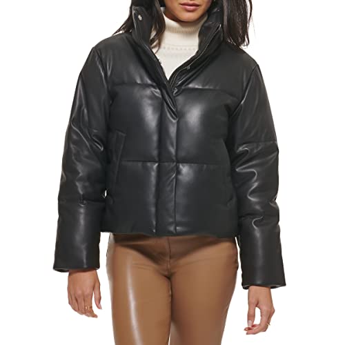 Levi's Women's Vegan Leather Quilted Short Puffer Jacket
