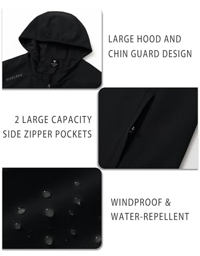 M MAELREG Mens Jackets with Hood Softshell Performance Full Zip Pockets Golf Water Resistant Windbreaker Jackets for Men