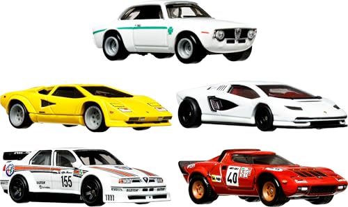 Hot Wheels Premium Car Culture Set of 5 Toy Cars in Collectible Container, Che Figata Die-Cast 1:64 Scale 5-Pack
