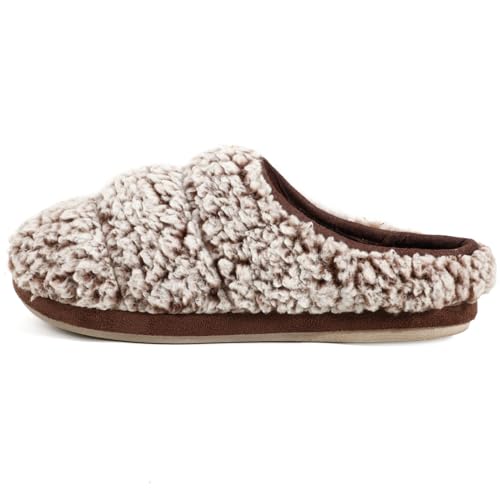 Wishcotton Women's Lamb-rub Sherpa House Slippers Memory Foam Indoor Outdoor